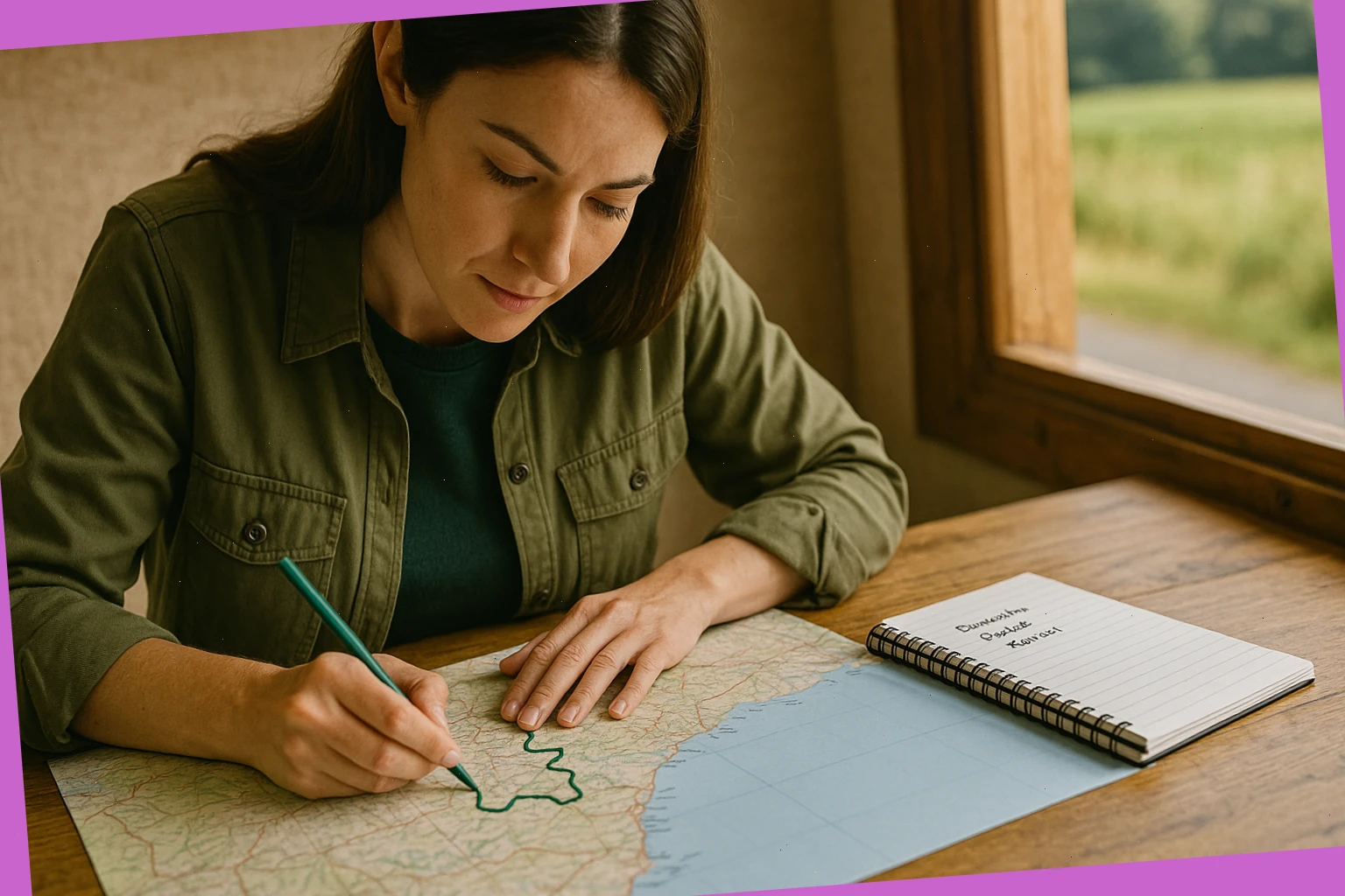 Route planner marking pickup points between villages and the coast